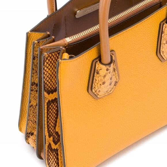 Michael Kors Mercer Large Pebbled Leather Accordion Tote- Marigold - Picture 4 of 11